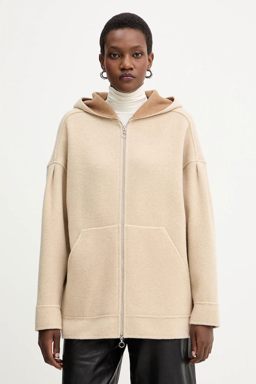 MM cardigan de lână SOTTILE culoarea bej, light, 2526916018600