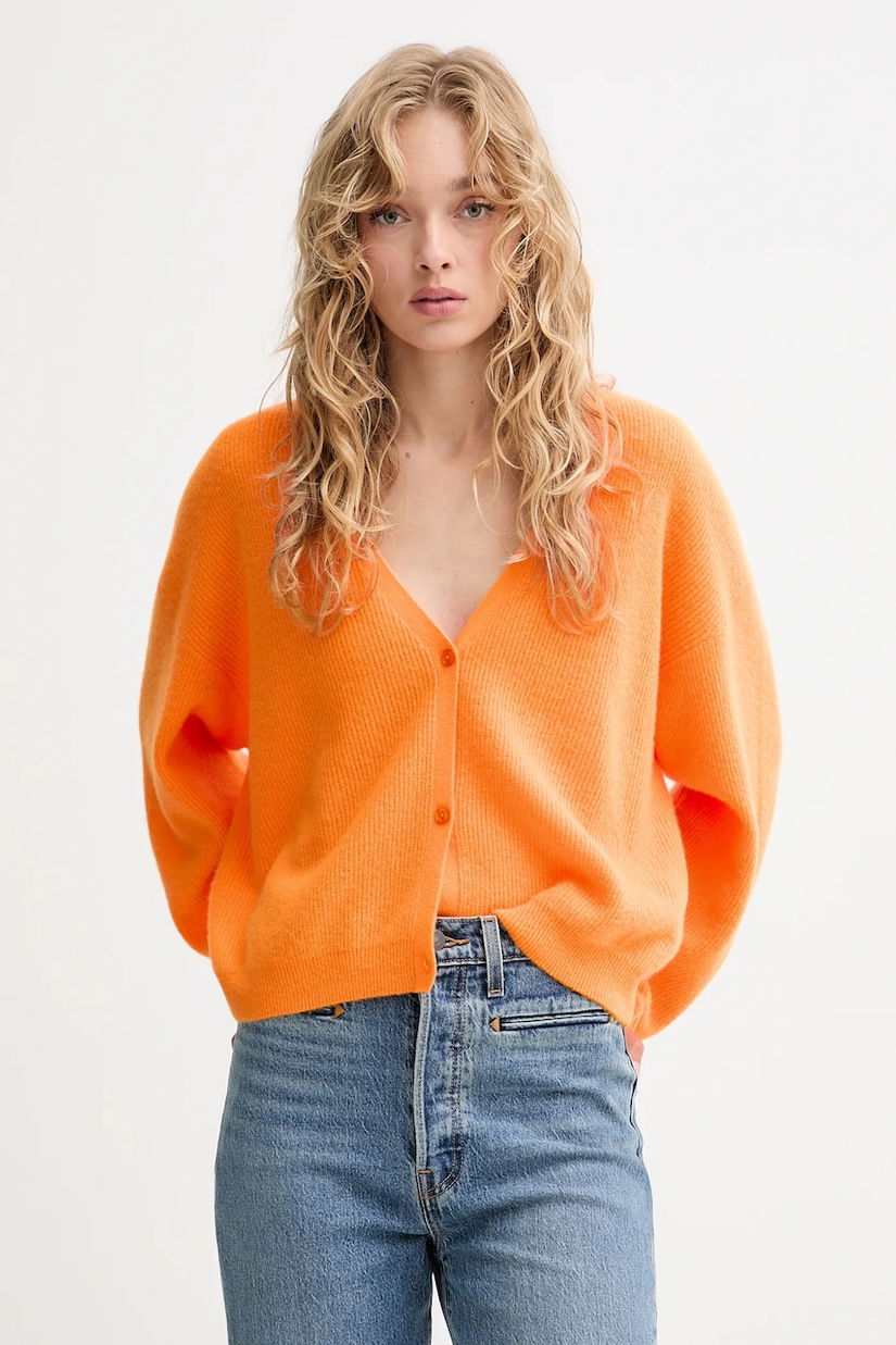 American Vintage cardigan de lână culoarea portocaliu, light, RAX19C