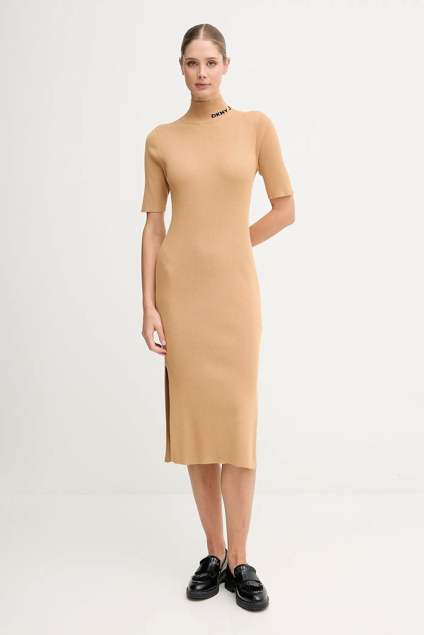 Dkny rochie culoarea negru, midi, mulata, DJ5R0751