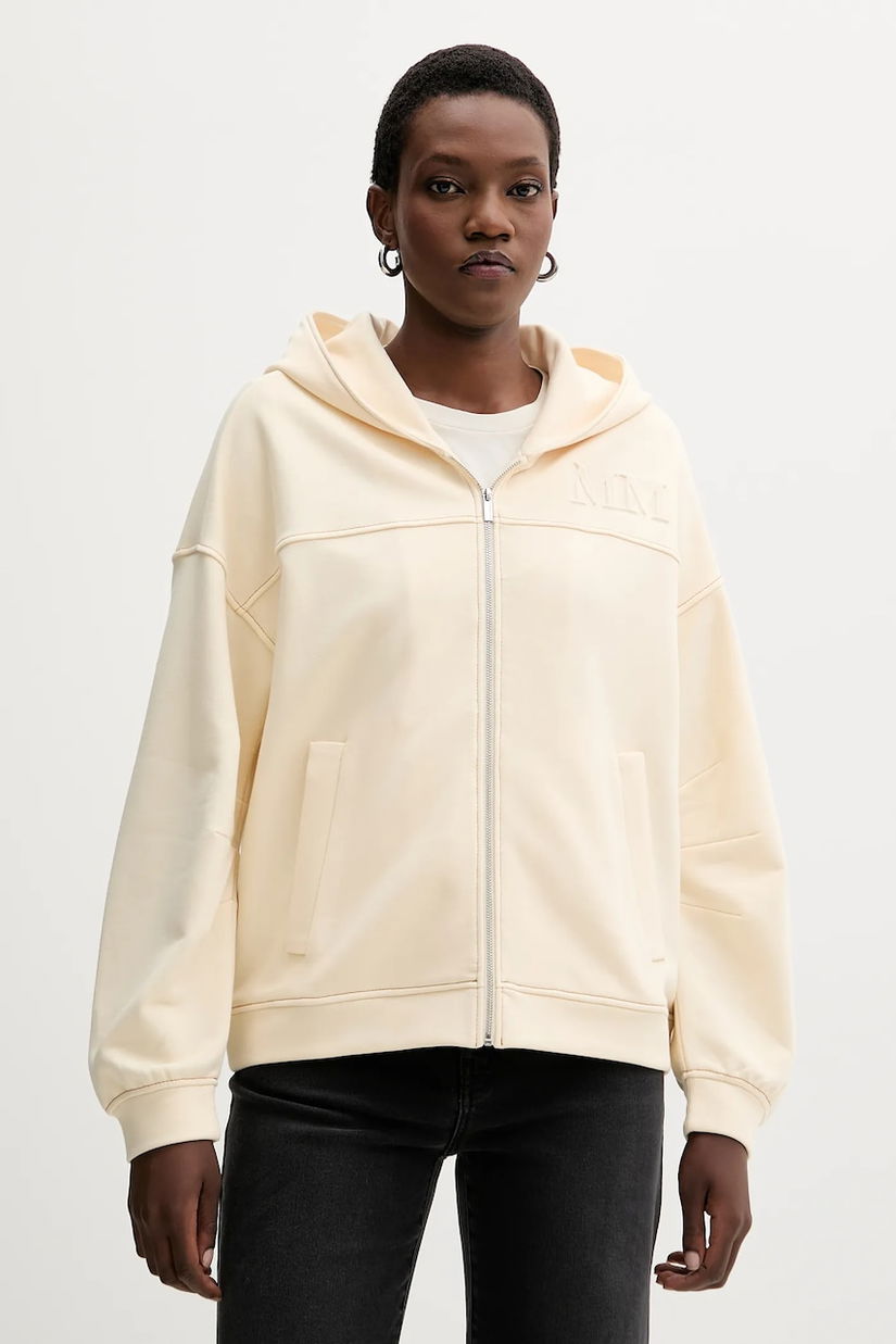 MM bluză YALE culoarea bej, cu glugă, cu imprimeu, 2526926047600