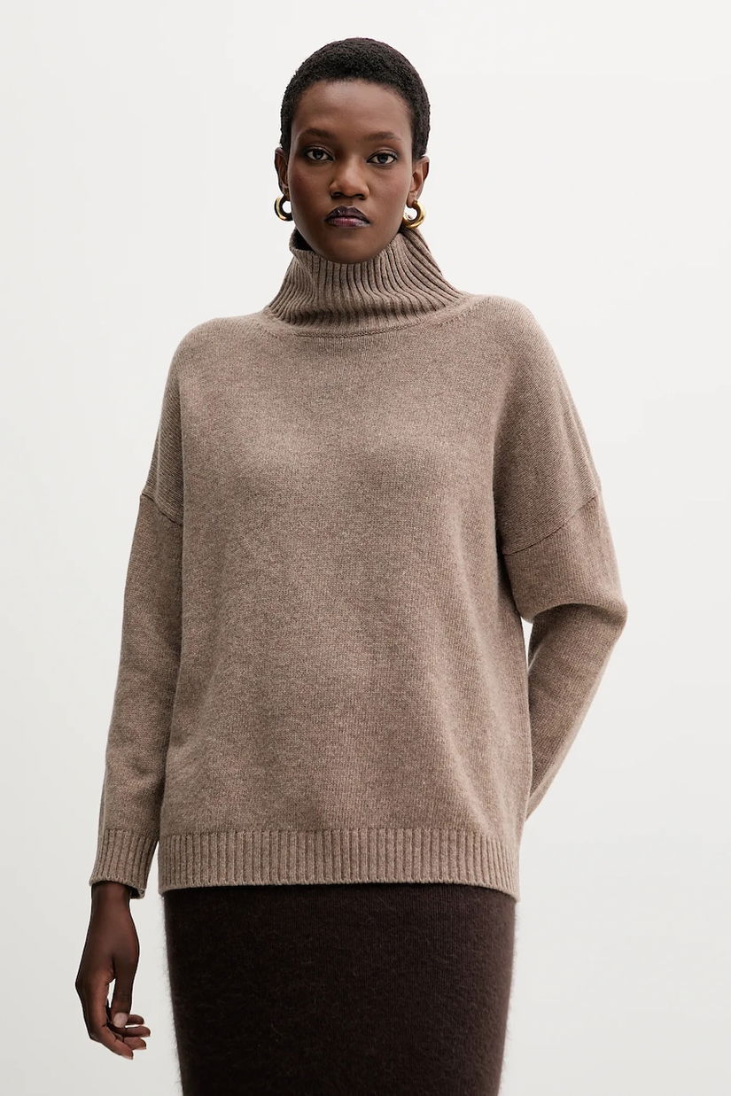 Weekend Max Mara pulover de lână BORGIA culoarea maro, cu guler, 2525366112600