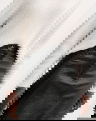 Weekend Max Mara fustă de piele HULL culoarea negru, mini, evazați, 2525406012600