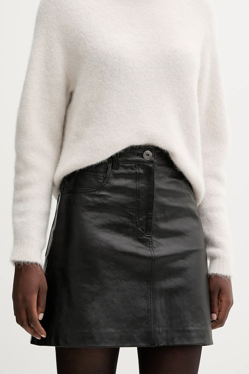 Weekend Max Mara fustă de piele HULL culoarea negru, mini, evazați, 2525406012600
