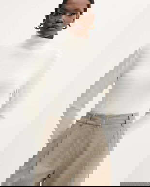 Weekend Max Mara pulover de mătase KIKU culoarea bej, light, cu guler, 2525366012600