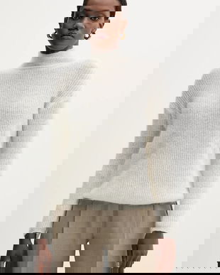 MM pulover de lână TENNA culoarea bej, light, cu guler, 2526366188600