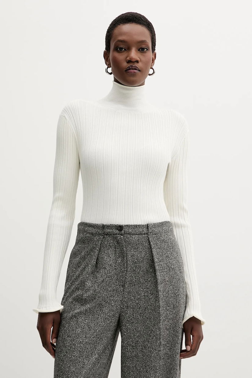 Marella pulover culoarea bej, light, cu guler, 2523366092200