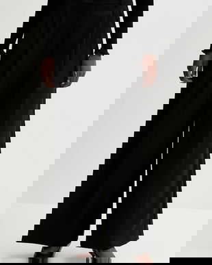 Weekend Max Mara pantaloni de lână ADELFI culoarea negru, lat, high waist, 2525136072600