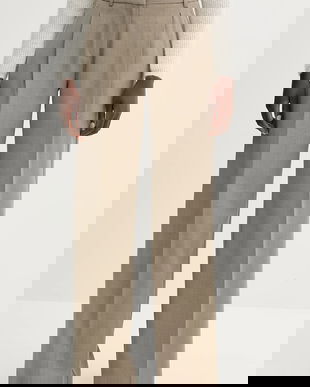 Marella pantaloni din lână culoarea verde, lat, high waist, 2523136251200