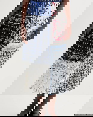 Weekend Max Mara fustă LUNA culoarea bleumarin, midi, evazati, 2525106021600