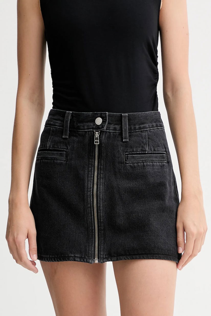 Levi's fustă jeans culoarea negru, mini, creion, 003RP