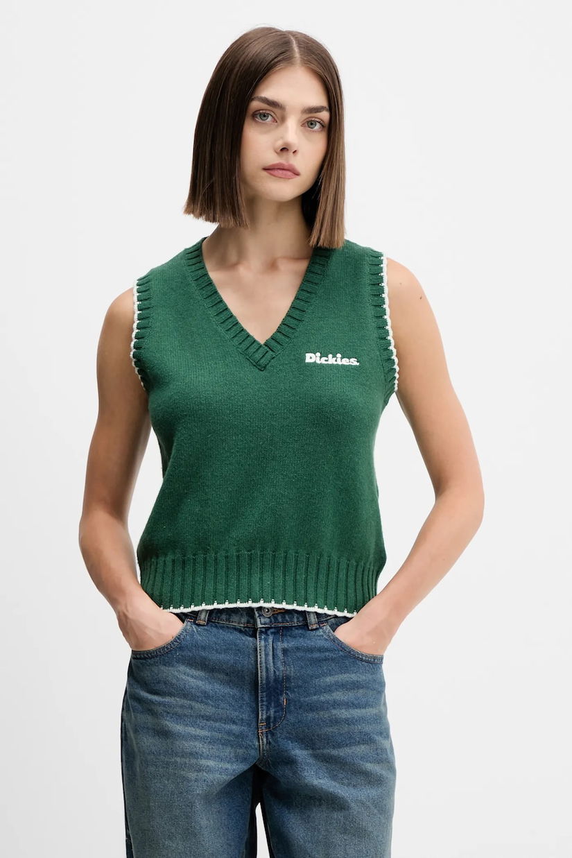 Dickies vestă din amestec de lână culoarea verde, light, DK0A87P2