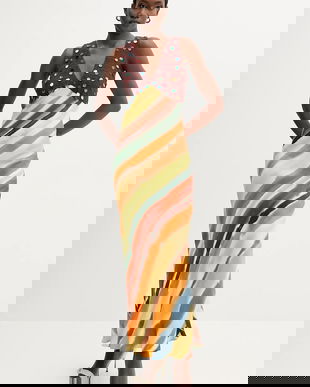 Never Fully Dressed rochie din bumbac culoarea portocaliu, maxi, evazati, NFDDR2267