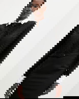 Blugirl Blumarine rochie cu lână culoarea negru, mini, evazati, RF5244.T207A