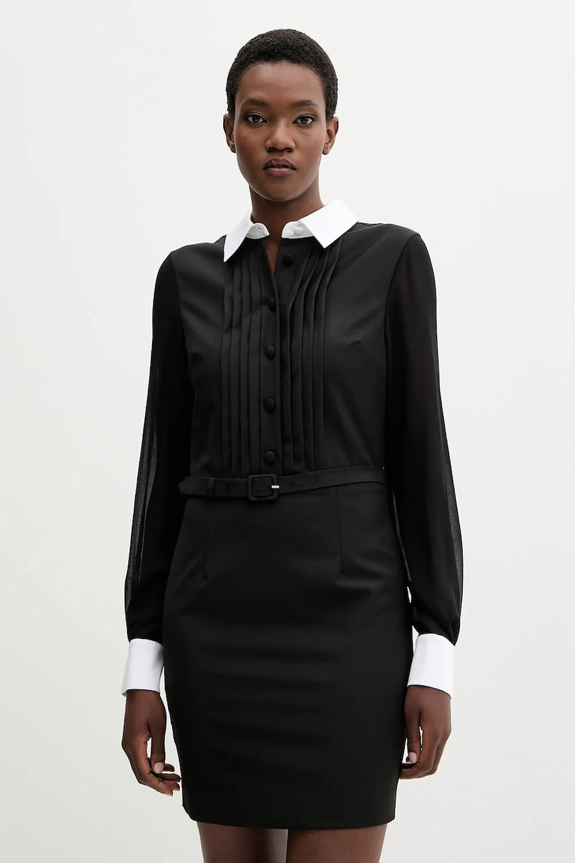 Blugirl Blumarine rochie cu lână culoarea negru, mini, evazati, RF5244.T207A