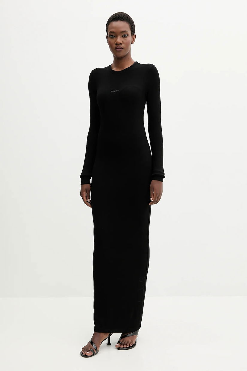 La Mania rochie culoarea negru, maxi, mulata, LEE