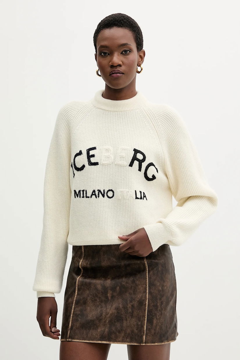 Iceberg pulover de lână culoarea bej, A001 7077