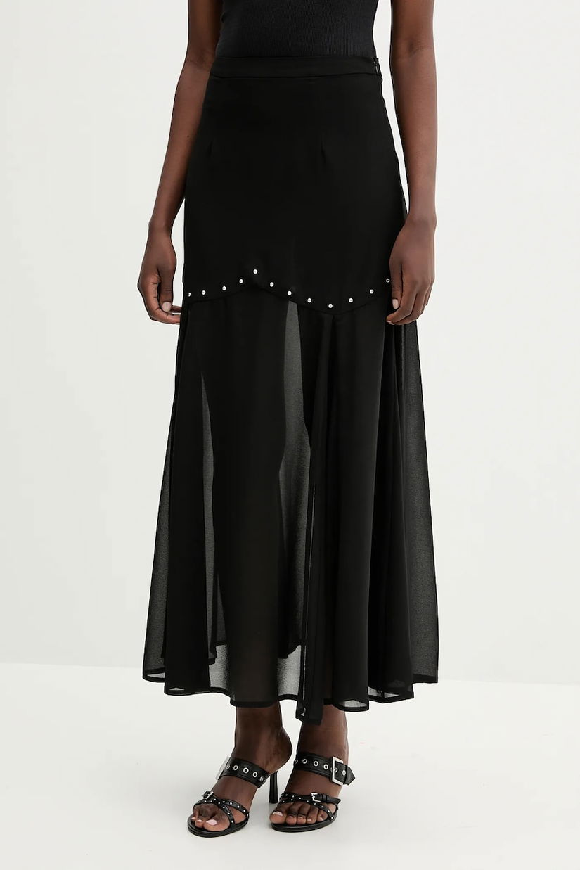 Never Fully Dressed fustă culoarea negru, maxi, evazati, NFDSK736