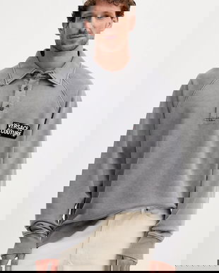 Versace Jeans Couture hanorac de bumbac culoarea gri, cu imprimeu, 79GAIE00 CF00E