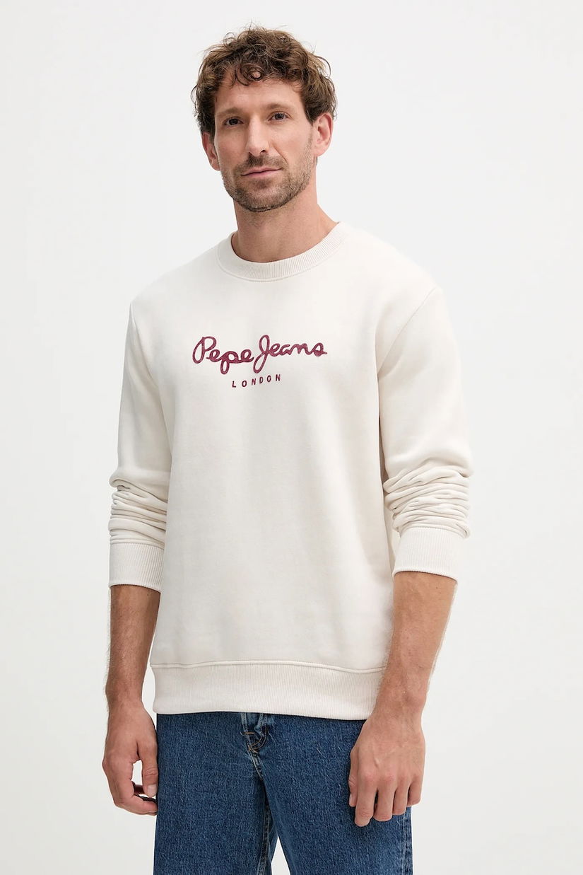 Pepe Jeans bluză culoarea bej, cu imprimeu, PM5800011