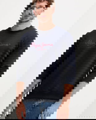 Pepe Jeans bluză culoarea bleumarin, cu imprimeu, PM5800011