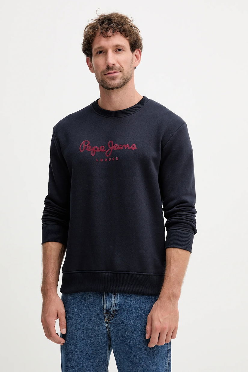 Pepe Jeans bluză culoarea bleumarin, cu imprimeu, PM5800011