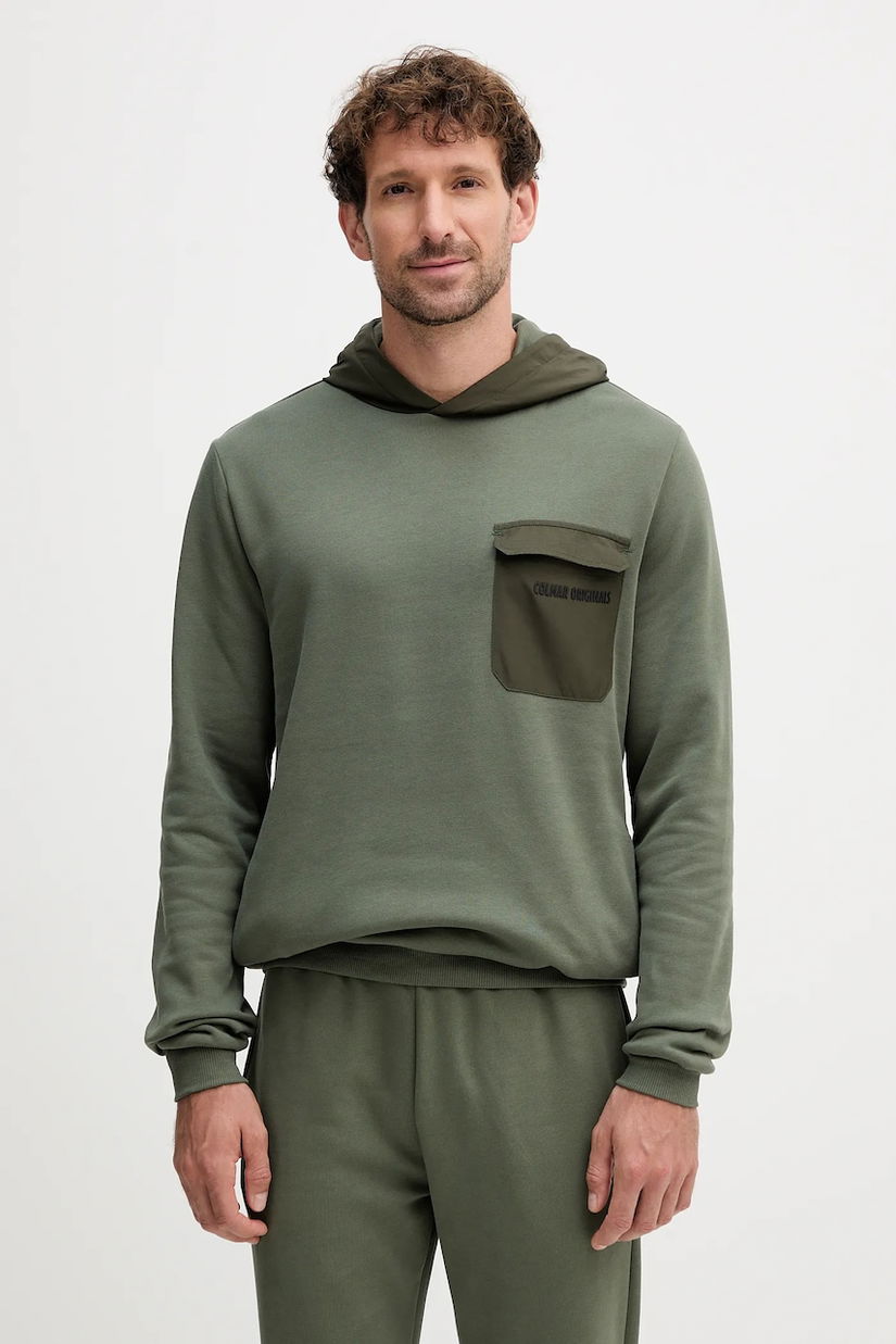 Colmar bluză culoarea verde, cu glugă, uni, 6282.6ZJ