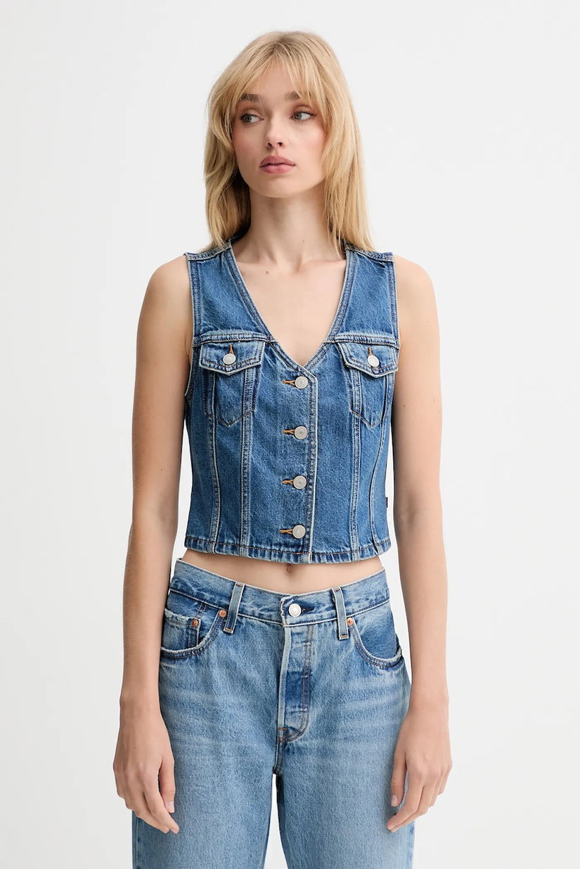 Levi's vestă jeans un singur rand de nasturi, A8682