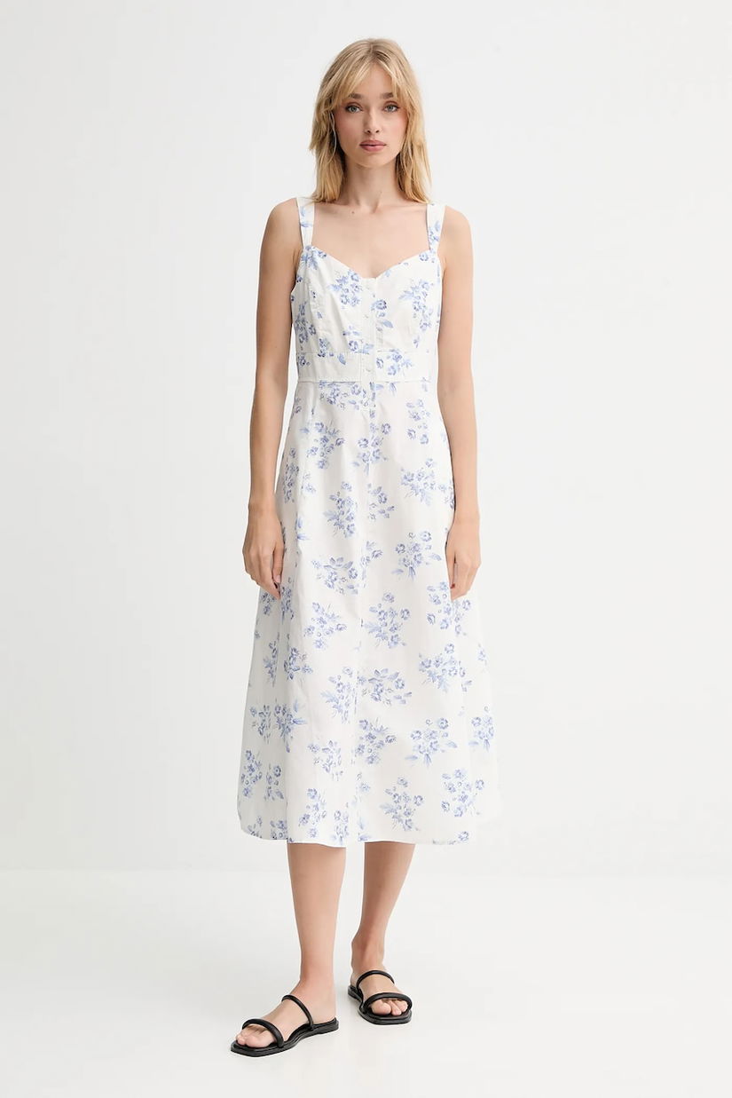 Levi's rochie din bumbac culoarea alb, midi, evazati, 003PR