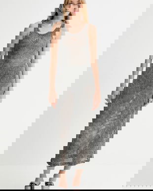 Diesel rochie din bumbac MAEVE-UTLT culoarea gri, maxi, drept, A18534.0HGBA