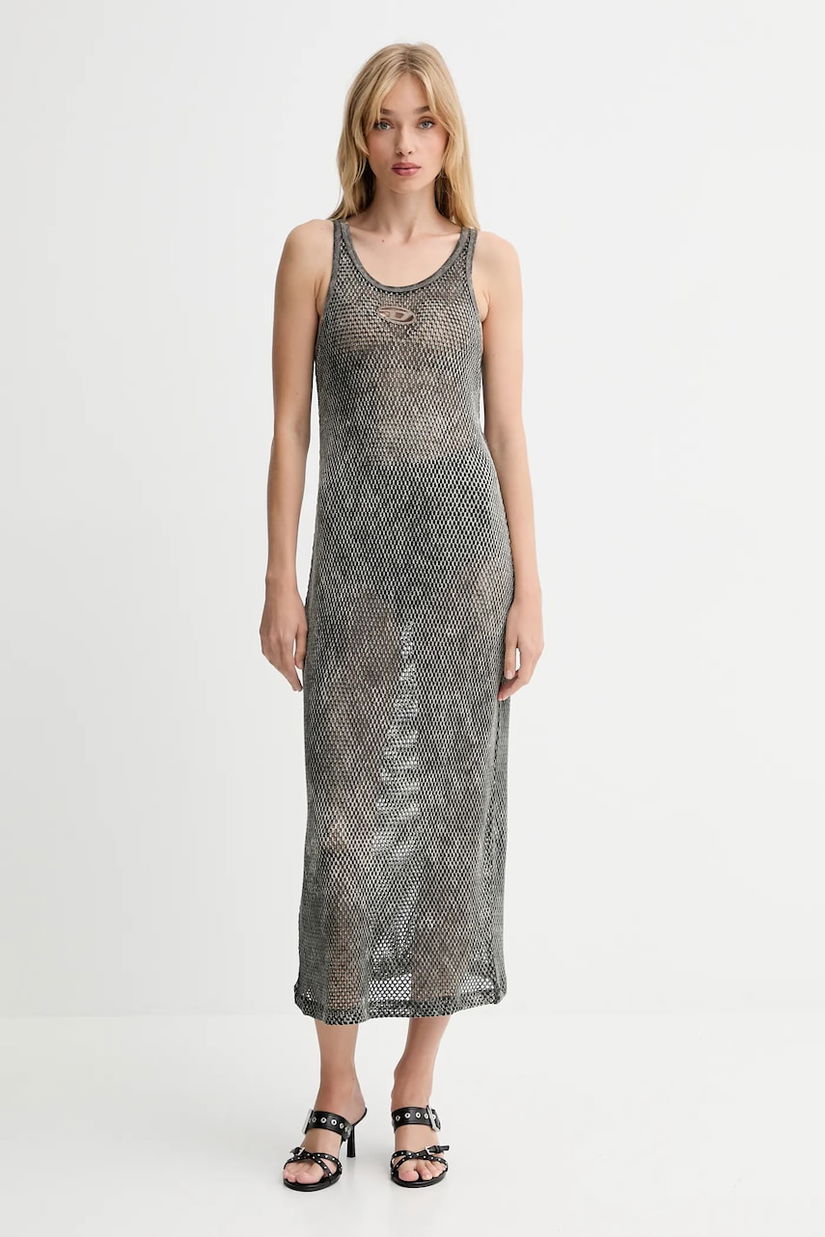 Diesel rochie din bumbac MAEVE-UTLT culoarea gri, maxi, drept, A18534.0HGBA