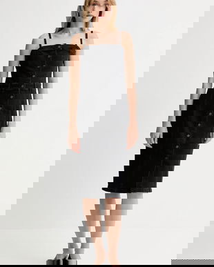 Levi's rochie jeans culoarea negru, midi, mulata, 0002S