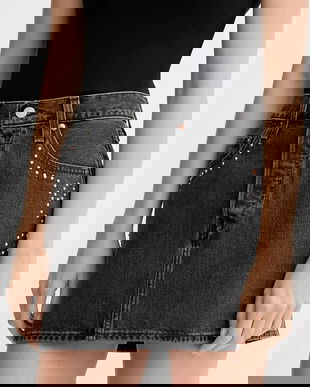 Levi's fustă jeans culoarea gri, mini, drept, A4694