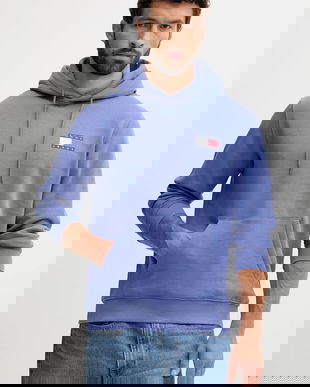 Tommy Jeans bluză culoarea verde, cu glugă, cu imprimeu, DM0DM20738