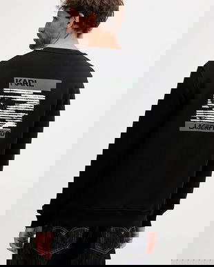 Karl Lagerfeld hanorac de bumbac culoarea negru, cu imprimeu, 554906.705006