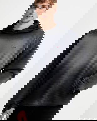 Diesel hanorac de bumbac S-EE-T1 culoarea negru, cu glugă, cu imprimeu, A19295.0PKAM