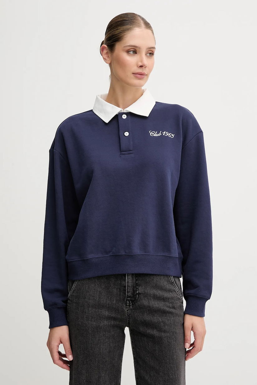 United Colors of Benetton bluza culoarea albastru marin, cu imprimeu, 3WNWD3011