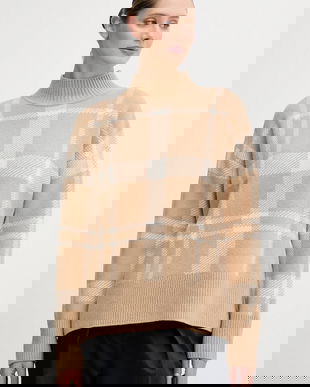 Barbour pulover de lana HARRIET culoarea bej, light, cu turtleneck, LKN1673