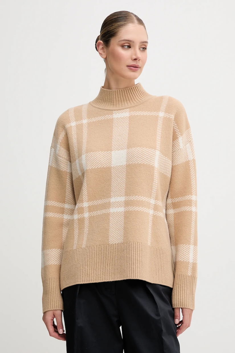 Barbour pulover de lana HARRIET culoarea bej, light, cu turtleneck, LKN1673