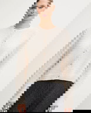 OUI cardigan de lână culoarea bej, 94462