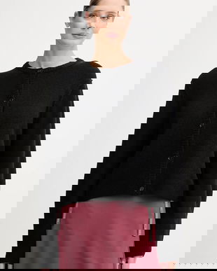 OUI cardigan de lână culoarea negru, 94462