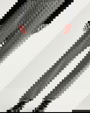 Iceberg pantaloni de lână bărbați, culoarea gri, drepți B080 3080