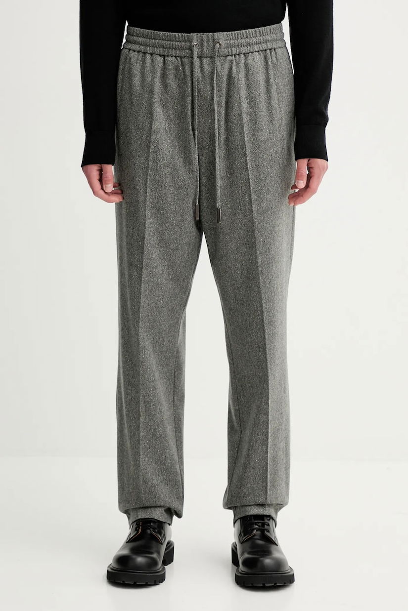 Iceberg pantaloni de lână bărbați, culoarea gri, drepți B080 3080