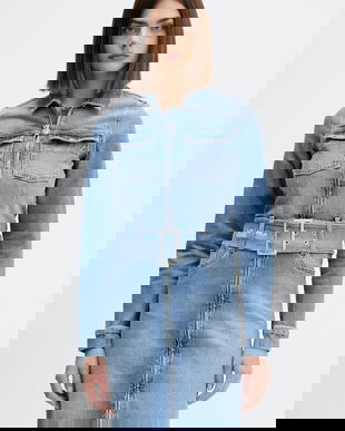 Karl Lagerfeld Jeans rochie jeans mini, drept, A4W13001