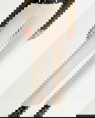 Marc O'Polo pantaloni de catifea cord culoarea bej, drept, high waist, 511104110441