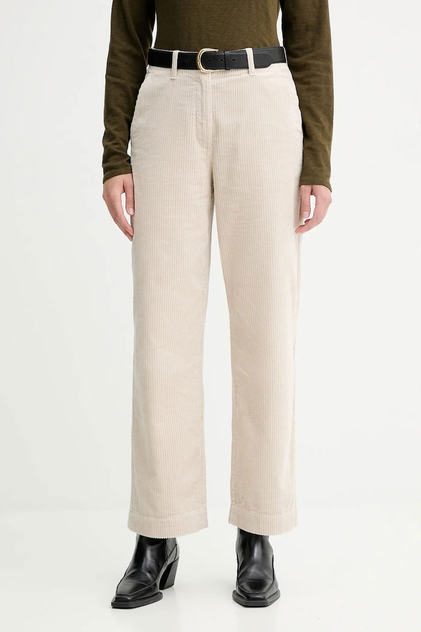 Marc O'Polo pantaloni de catifea cord culoarea bej, drept, high waist, 511104110441