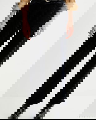 Marc O'Polo pantaloni de catifea cord culoarea bleumarin, drept, high waist, 511104110441