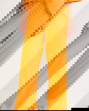 American Vintage pantaloni de trening din bumbac culoarea portocaliu, uni, AFO05B