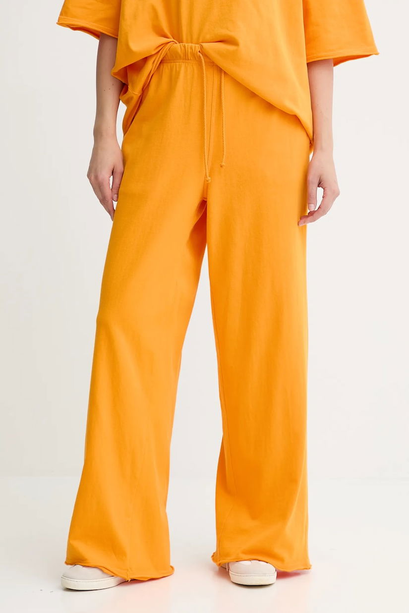 American Vintage pantaloni de trening din bumbac culoarea portocaliu, uni, AFO05B