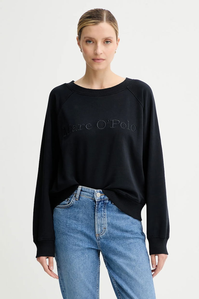 Marc O'Polo hanorac de bumbac culoarea bleumarin, cu imprimeu, 508407354063