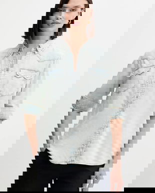 United Colors of Benetton camasa jeans cu guler clasic, regular